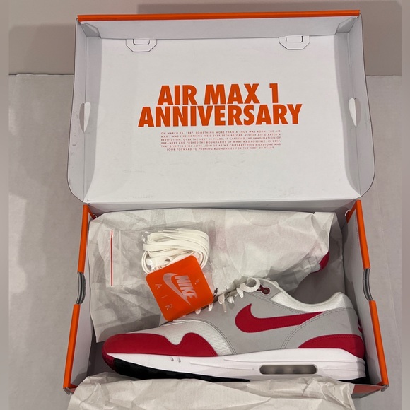 Nike Air Max 1 Anniversary White University Red (908375-103) - Picture 4 of 8